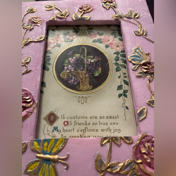 Valentines gift for her - Beautiful floral frame with a 100 year old card - Picture 4 of 4